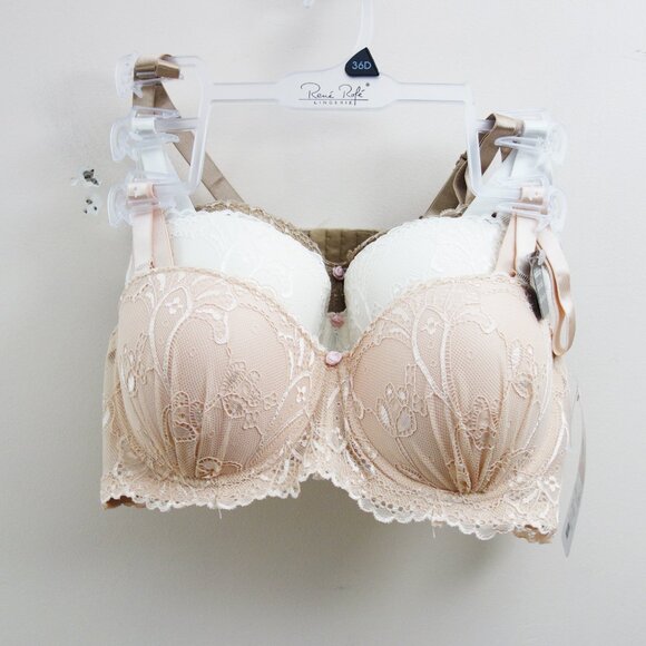 Rene Rofe 3-Pack Push up Bras Blush Pink White Tan Lace Multiway (36D) NWT! - Picture 1 of 13